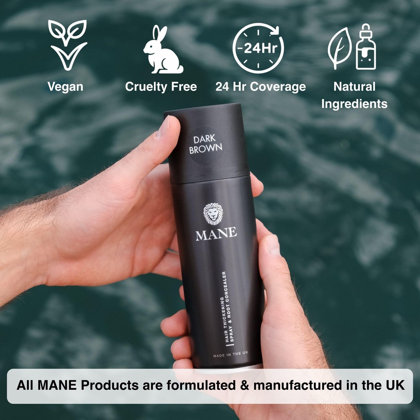 MANE Mane Micro-Mineral Hair Thickening Spray & Root Touch Up Spray, Instant Volume & Root Cover Up for Thinning or Fine Hair, Lightweight Buildable Coverage for Men & Women, Dark Brown, 200 ml
