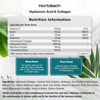 Horbäach Hyaluronic Acid Supplement with Collagen | 180 Capsules | High Strength Complex with Biotin, Zinc and Vitamin C | Hair, Skin and Nails Formula | by Horbaach
