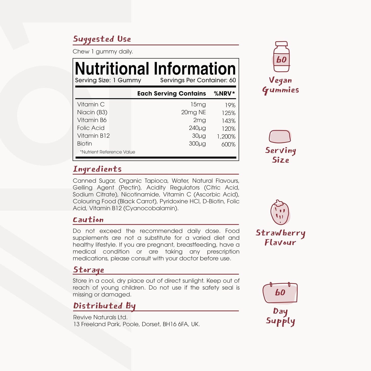 ALPHA01 Vitamin B Complex Gummies - 5 Essential B Vitamins & Vitamin C - 60 Vegan Gummies - Strawberry Flavour - By Alpha01