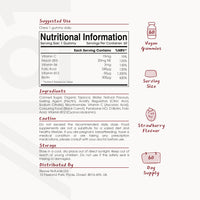 ALPHA01 Vitamin B Complex Gummies - 5 Essential B Vitamins & Vitamin C - 60 Vegan Gummies - Strawberry Flavour - By Alpha01