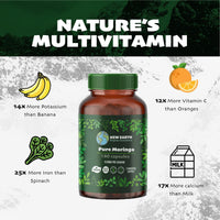 New Earth Organic Essentials Pure Moringa Capsules - Pure Moringa Oleifera Leaf Powder -180 Vegan Capsules
