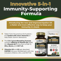 Vitamin D3 K2 Zinc Supplement – Vitamin D 4000IU High Strength Formula with Vitamin K2 Mk7, Zinc, Boron and MCT Oil for Optimal Absorption – 120 D3 & K2 Capsules - Made in The UK