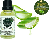 Nativilis Natural Essential Oils Nativilis Organic Aloe Vera Carrier Oil (Aloe barbadensis) True Aloe - Hair, Face & Skin Natural Cold Pressed – For Aromatherapy Massage – Soothes Moisturizes Skin – Hair Improving Growth - Copaiba