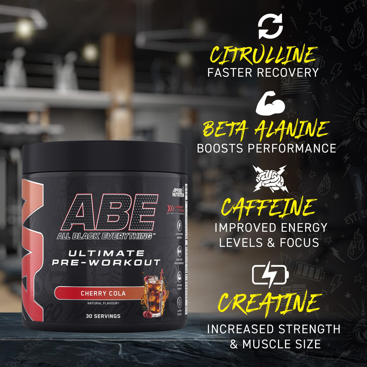 Applied Nutrition Bundle ABE Pre Workout 375g + 700ml Protein Shaker | All Black Everything Pre Workout Powder, Energy & Physical Performance with Creatine, Beta Alanine (Strawberry & Mojito)