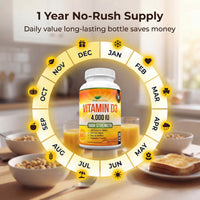 VitaPremium Vitamin D 4,000 IU Tablets, Maximum Strength Vitamin D3 Supplement, 365 Easy to Swallow Tablets - Full Year Supply
