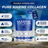 Marine Collagen Powder Clean Unflavoured - 10,000mg Double Hydrolysed Collagen Peptides per Serving - Ultra Premium for Maximum Absorption Hair, Skin & Nails - 300g, 30 Servings by SkinPep
