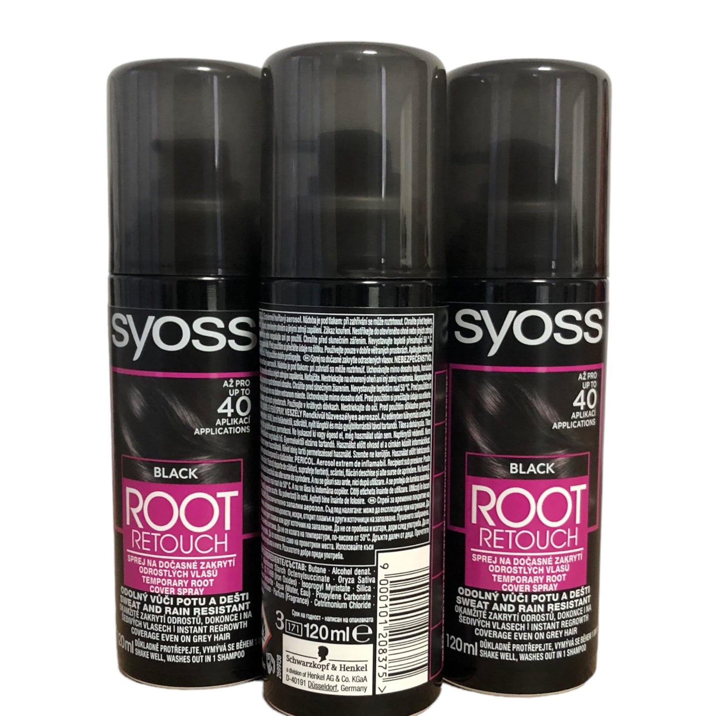 Schwarzkopf Syoss Root Retoucher, 120 ml, Black, Pack of 3