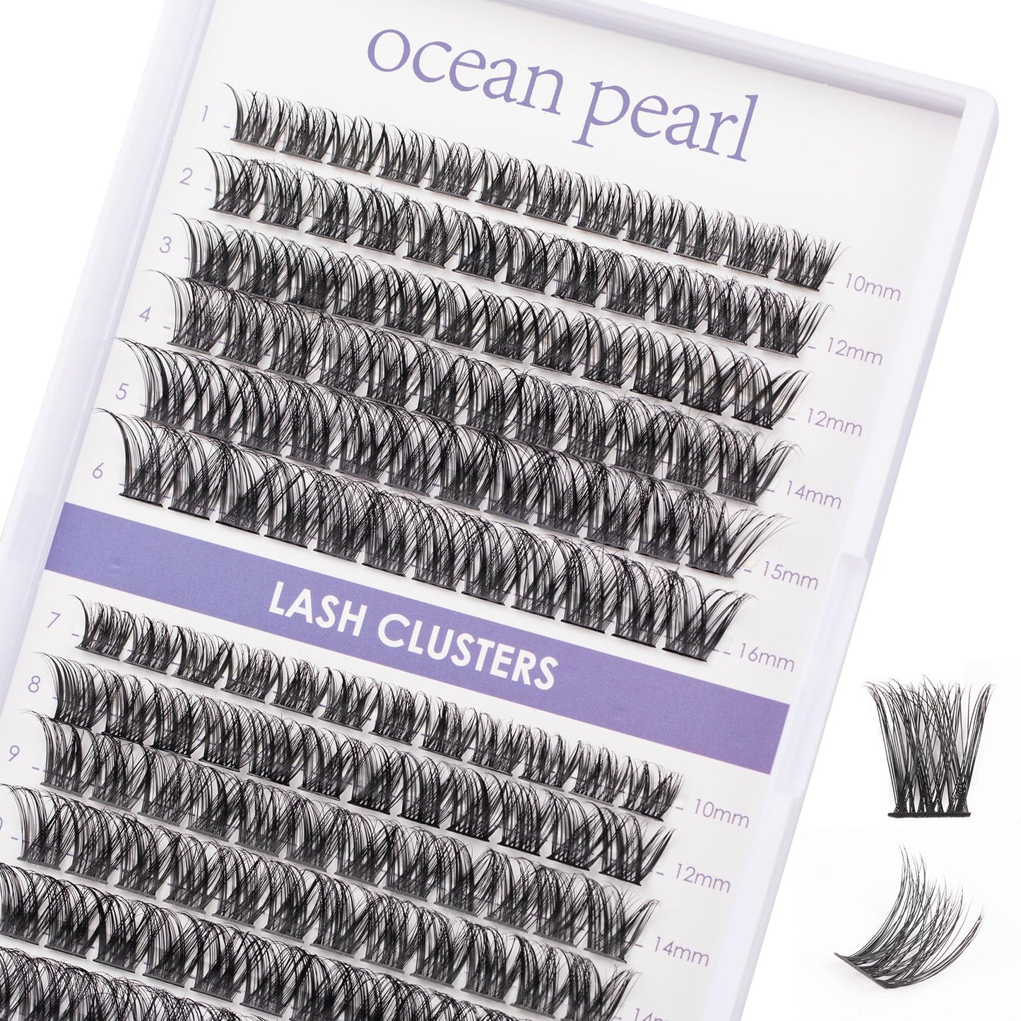 ocean pearl Cluster Lashes 144 Clusters Individual Lashes DIY Lash Extensions 10-16mm Length Reusable Soft Natural False Eyelashes Super Thin Band Wide Stem Eyelash Extensions for Makeup at Home - OP01