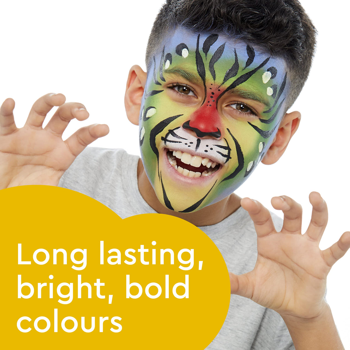Snazaroo Animal World Face Painting Palette Kit for Kids & Adults, 8 Colours, 13pcs, Stencils, Brush, Sponge, Guide, Water Based, Easily Washable, Non-Toxic, Makeup, Body Painting & Parties