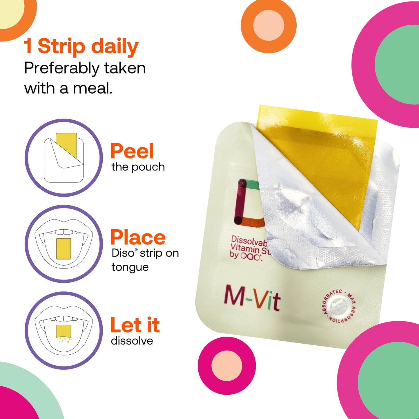 OQO Diso Bundle of Vitamin B12 + M-VIT - 60 Oral Dissolvable Vitamin Strips Supplement with Folic Acid & Multivitamins with Ashwagandha to Boost Immune System, Reduce Stress & All Round Health