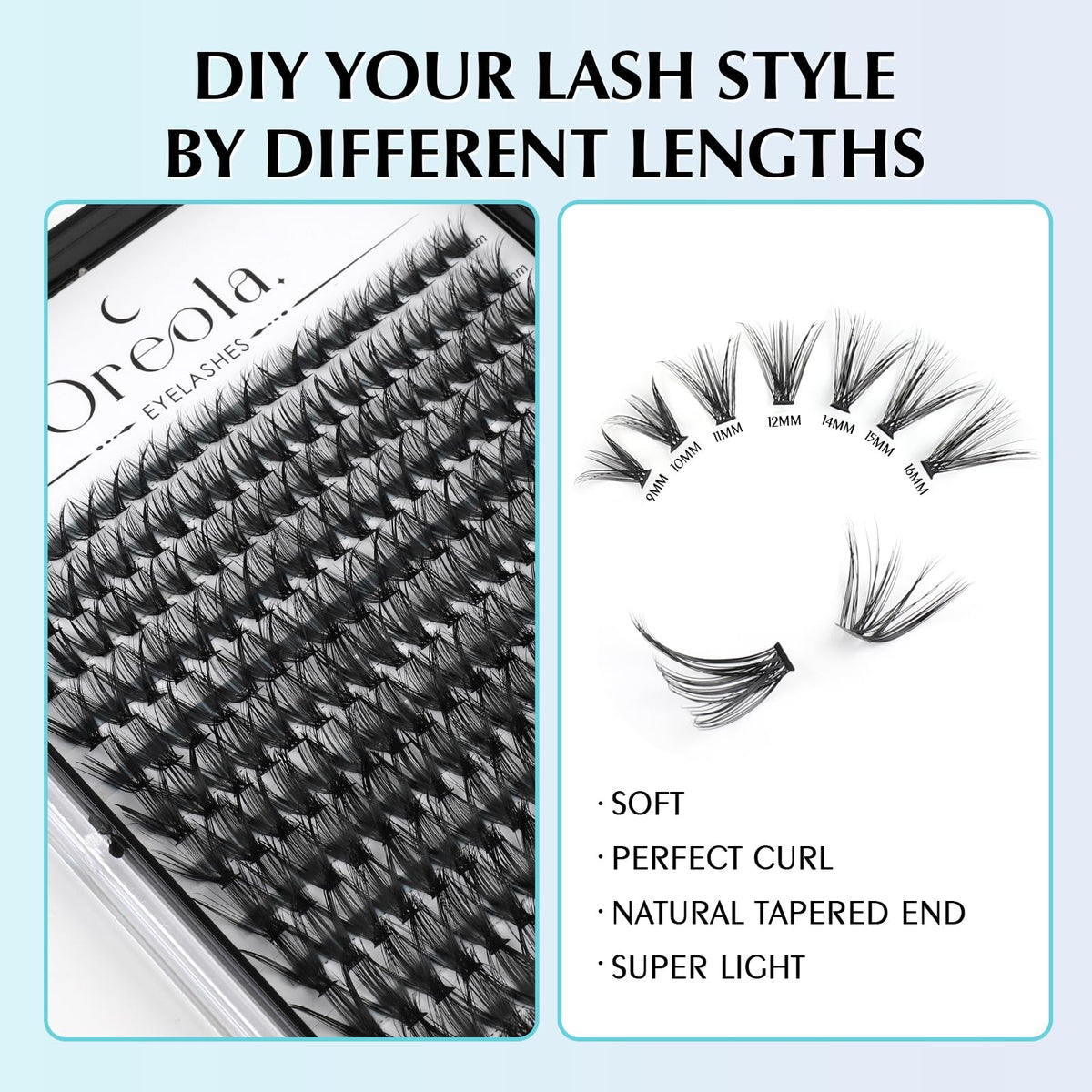 Oreola Cluster Lashes 240 Pieces Individual Eyelashes Natural Look 9-16MM