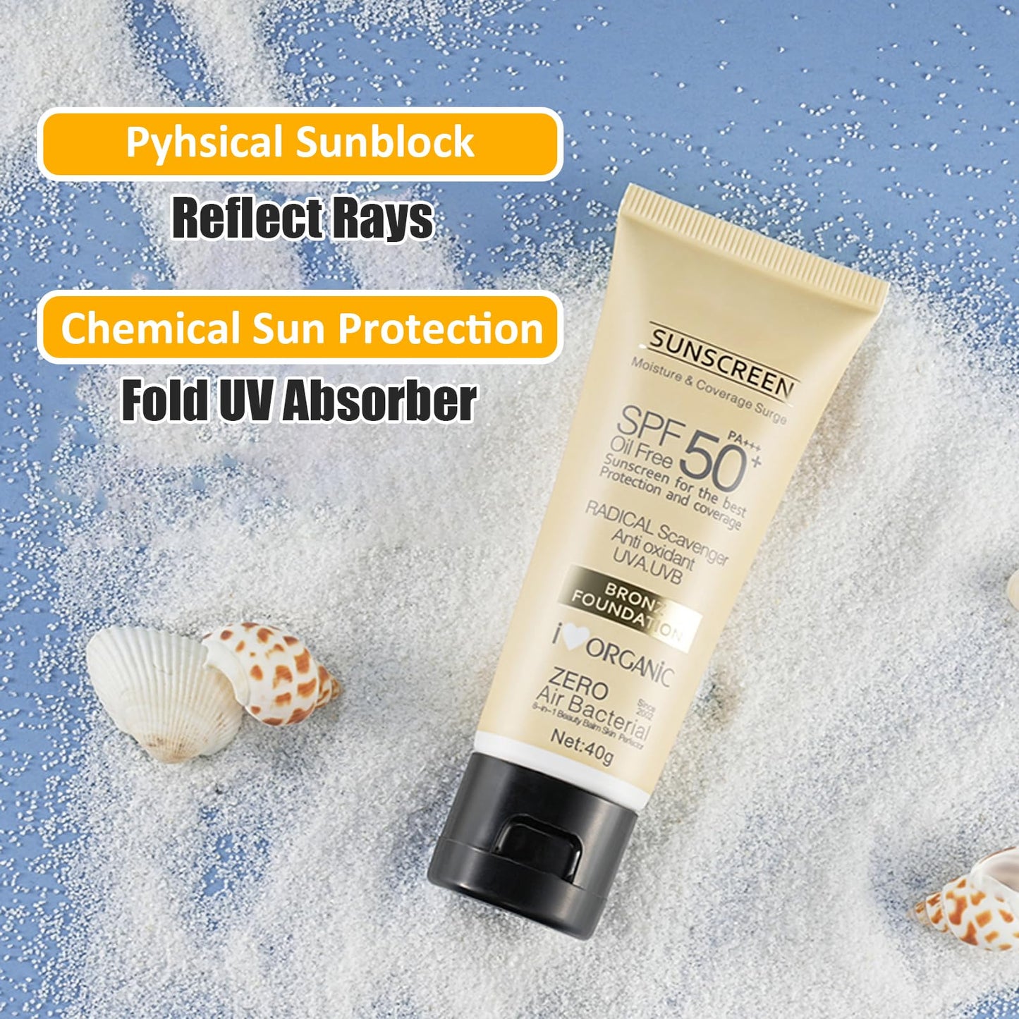 Shengqialun Tinted Sunscreen Spf 50 - Face Sun Cream Spf 50 For Daily Makeup & Sun Protection - Bronze Factor 50 Face Cream - Against UV Rays, Sheer To Medium Coverage, Lightweight And Oil-Free