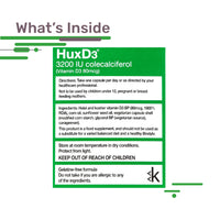 Hux D3 Vitamin 3200iu, Huxley Europe, Vegetarian Capsules, Suitable for Kosher and Halal Diets 30 Count (Pack of 1)