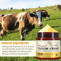 SEMECOMER Whipped Beef Tallow Skin Care Cream, Beef Tallow Moisturiser, Nourishing Tallows And Honey Balm for Face & Body, Deeply Hydrating, Natural Moisturizer for Dry Skin, Fast-Absorbing, No Greasy