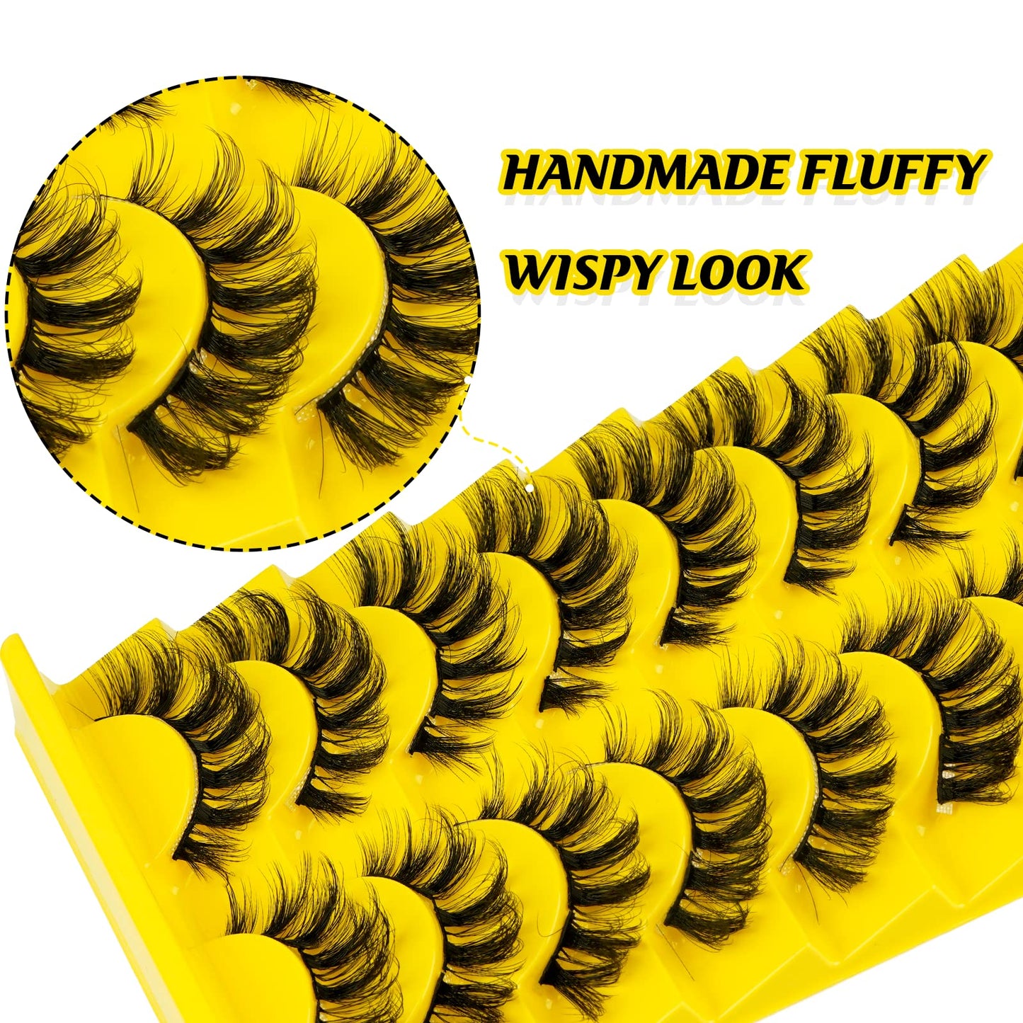 LANKIZ Lash Clusters 8-16mm Fluffy Individual Cat Eye Lashes Natural Look 5D Wispy Cluster Lashes C Curl False Eyelashes DIY Eyelash Extensions Faux Mink Fake Lashes Strip 10 Pairs Pack (Paeony Style)