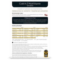 Healthspan Elite Gold A-Z Multivitamin (4 Months’ Supply) | 27 Essential nutrients with Vitamin B Complex with Iron, Selenium & Zinc | All Blacks Official Partner | Informed Sport Accredited | Vegan