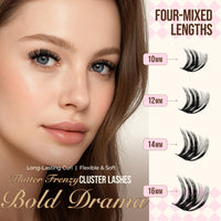 LASHVIEW Cluster Lashes 144Pcs D Curl Lash Clusters Natural Fluffy and Wispy Lashes Individual Cluster Super Thin Band Individual Eyelashes Soft and Comfortable for All Day (B24)