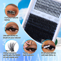 CORUSCATE 80D Cluster Lashes Fluffy Individual Eyelashes Thick D Curl Lashes Individual Cluster 12-20mm with Long Lash Spikes Volume Eyelash Clusters DIY Spiky Russian Strips Eyelashes Mega Extension