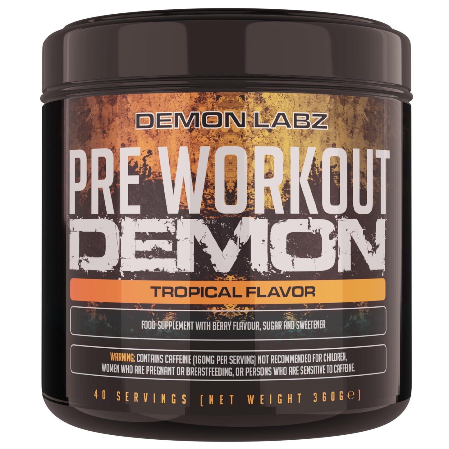 DEMON LABZ Pre Workout Demon, Tropical, 160mg Caffeine + Creatine, 360g