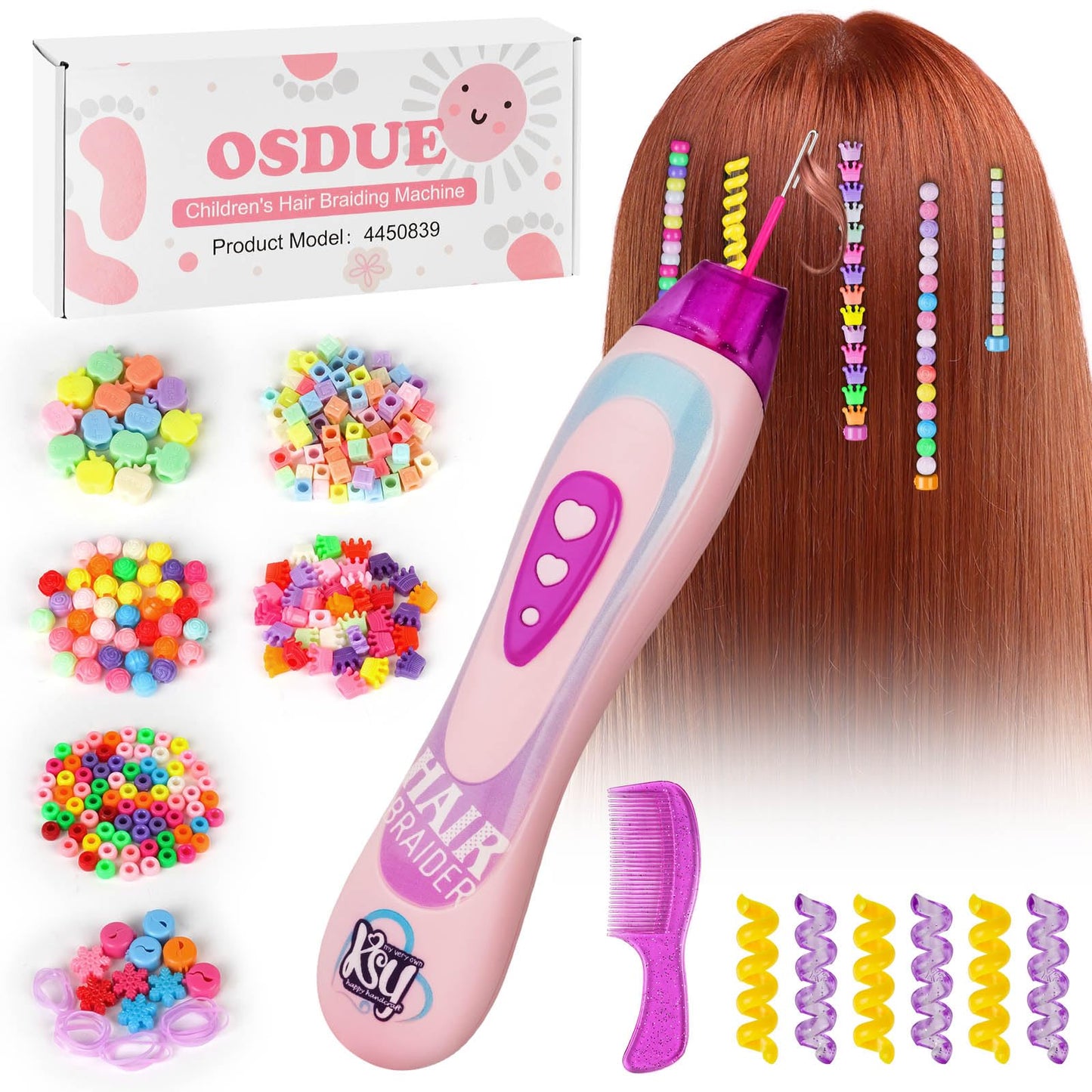 OSDUE Hair Machine Girls, Hair Braiding Accessories, Automatic Hair Braider Machine, Gifts, Hair Decoration for girls (Rose)