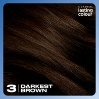 Clairol Lasting Colour Permanent Hair Dye | Ideal Grey Coverage | Shiny and Moisturised Hair | 3 Darkest Brown
