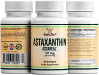Double Wood Supplements AstaReal® Natural Astaxanthin 12 mg – 50 Softgels (1-A-Day) – Most-Studied Algal Antioxidant – Supports Skin, Eyes, Brain, Heart, Immunity & Performance
