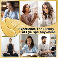 24K Gold Under Eye Patches, 24 Pairs Gel Eye Pads Skincare, Collagen Hyaluronic Acid Eye Pads, Against Dark Circles, Self Care Mask For Eye Bags, Puffy Eyes, Wrinkle Removal, Dermatologically Tested