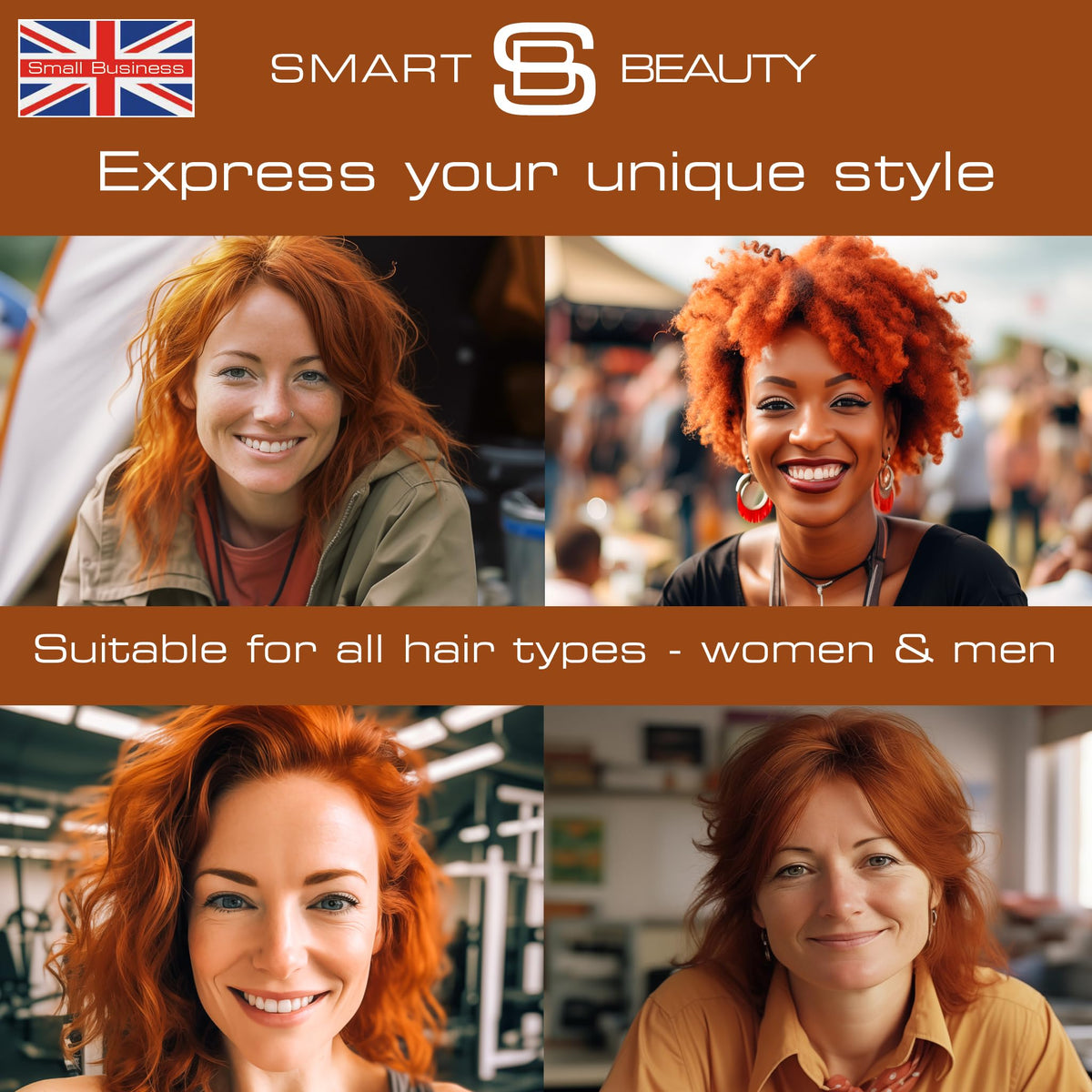 Copper Hair Dye Permanent with Plex Hair Care, PPD free hair dye 100% Grey Hair Coverage hair dye kit Ginger Permanent Hair Colour for women or men Cruelty-Free Vegan Hair Dye Smart Beauty (pack of 3)