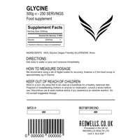 Glycine Powder REDWELLS NO Additives Amino Acid GMO Free Vegan - 500g Pack