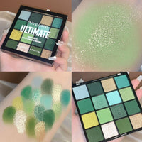 QUIWEN Green Eyeshadow Palette, 16 Colour Glitter Matte Eye Shadow Pallets For Women, Highly Pigmented Green Forest Eyeshadow Make Up Palettes Long Lasting Waterproof Dark,Yellow,Green,Cyan Eye Pallet