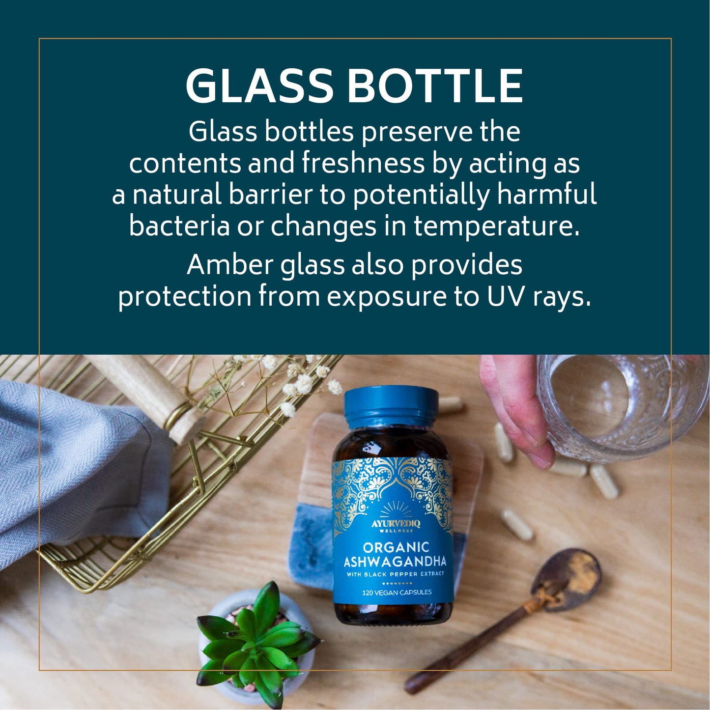 AYURVEDIQ WELLNESS Ayurvediq Wellness, 120 caps Ashwagandha Organic Capsules with Black Pepper Extract, Ayurveda Products, Herbal Supplements, Vitamins, Iron & Protein, Gluten Free, Dairy Free, Vegan