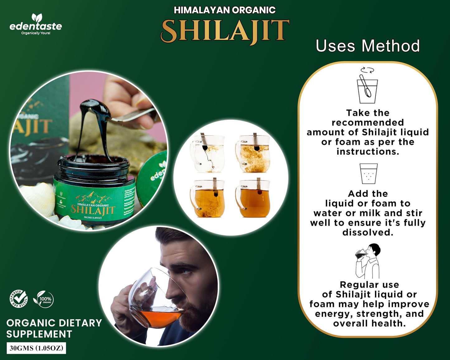 Edentaste Organic Himalayan Shilajit, Dietary Supplement, 30g