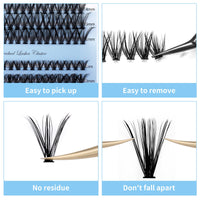 GEMERRY Cluster Lashes 240PCS Individual 0.07mm C Curl 30D+40D 8-16mm Mix Lash Ribbons Wide Stem Natural Look Eyelash Volume at Home Extensions(30D+40D-C-0.07-8-16mm)