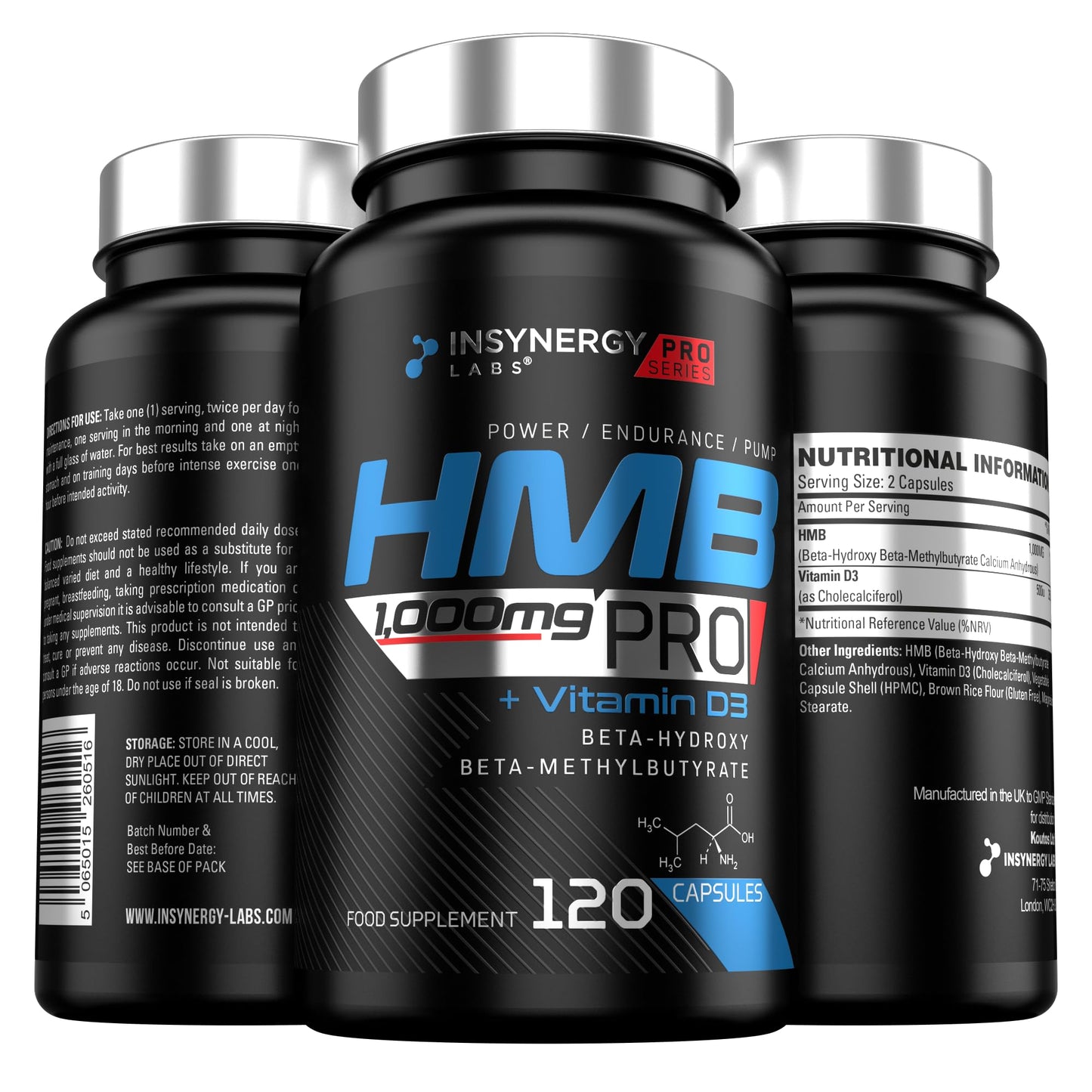 Insynergy Labs HMB Pro 1,000mg & Vitamin D (Superior Absorption Formula) 120 HMB Capsules, Muscle Growth Supplements, Muscle Strength & Repair HMB Supplement