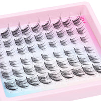 Cat Eye Cluster Lashes Natural Individual Eyelashes 14mm Fox Eye Lash Clusters CC Curl Left Right Wispy Eyelash Clusters Russian False Lashes Individual Cluster by TOOCHUNAG