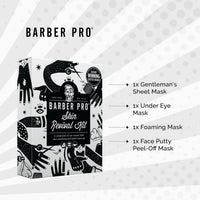 BeautyPro BARBER PRO Skin Revival Mens Pamper Kit 4-in-1 Under Eye Mask Peel Off Putty & 2 Face Masks Rejuvinate Hydrate Soothe Tired Eyes Cleanse Pores Multi Award Winning Brand