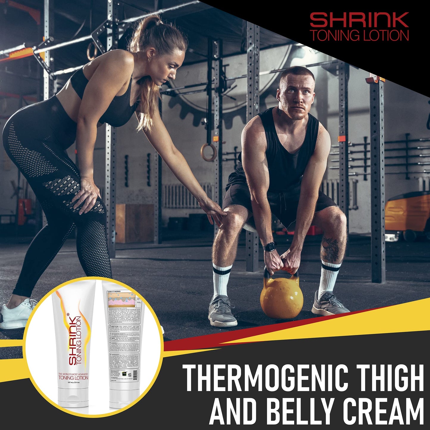 Shrink Toning Lotion - Heat Activated Cellulite Cream and Firming Body Lotion for Loose Skin - Firming Body Cream for Stomach, Tummy, and Body - with Caffeine, Vitamin E, Skin Tightening Cream Body, and Body Firming Cream (8oz Tube)