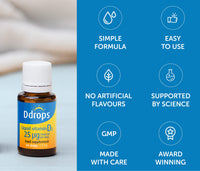 Ddrops Adults 25 µg 60 drops - Liquid Vitamin D3 Supplement Supports Bones, Immune System - Naturally-sourced Ingredients, No Large Capsules, No Preservatives, Non-GMO, Allergen-Friendly