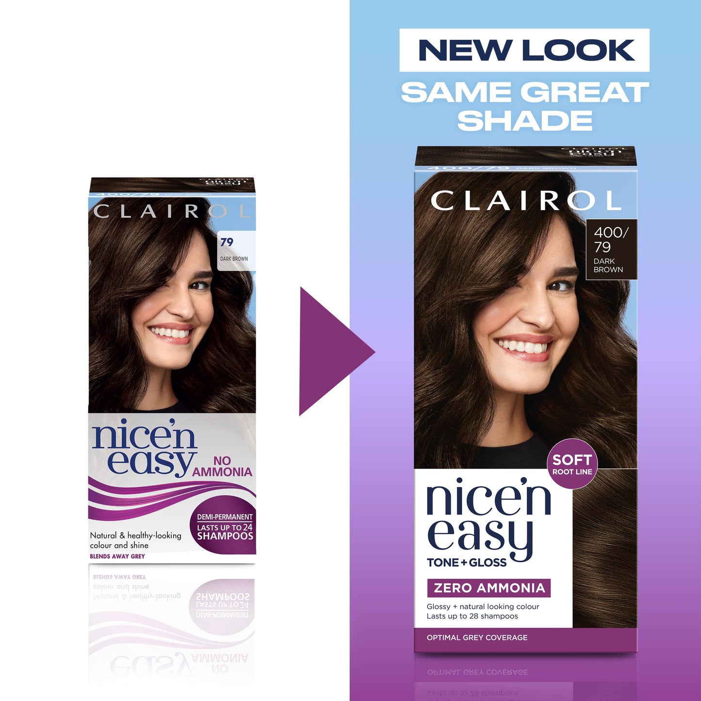 Clairol Nice'n Easy Tone+Gloss Semi Permanent Hair Dye - 400/79 Dark Brown