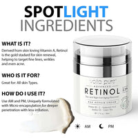 Voila pure Voila Pure - RETINOL CREAM - Moisturizer - For Face & Neck - 2.5% Slow Release Retinol - Infused With Hyaluronic Acid & Vitamin E - Use Day & Night For Best Anti-Ageing & Acne Results - 1.7fl Oz