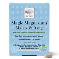 New Nordic Ltd New Nordic Magic Magnesium Malate - 800 mg Extra Strength - Vitamin B Complex & Vitamin D - Muscle & Sleep Support for Women & Men - 60 Tablets