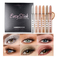 LANGMANNI Eyeshadow Stick, 6 PCS Multi-Color Eyeshadow Pen Set, Creamy Long-Lasting Eye Makeup Kit, Natural & Shimmer Shades Contour Stick, Perfect Gifts For Women (#B)