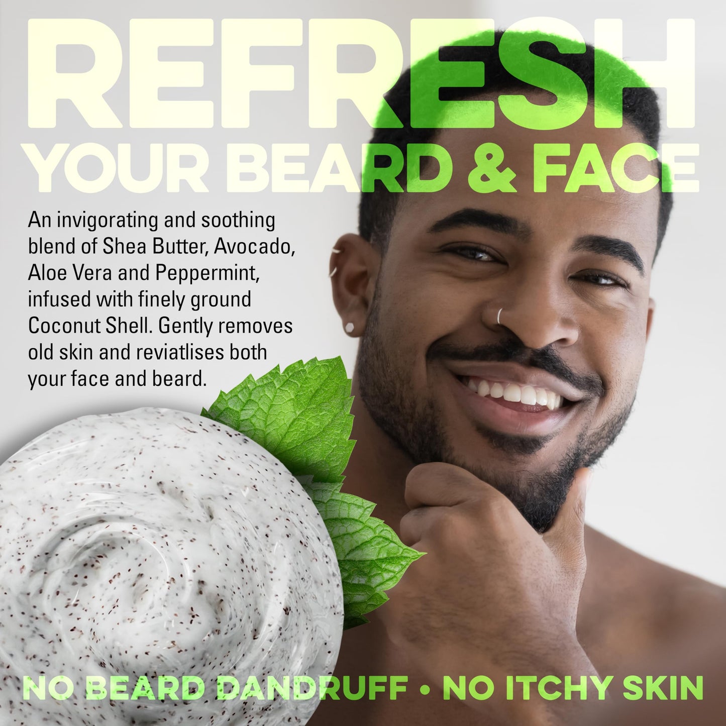 TRADEMARK GNARLY JOE EST.MMXVII Gnarly Joe Face & Beard Exfoliator Scrub for Men - 50g Natural Peppermint Face Wash - Dual Action Beard Exfoliator & Mens Facial Scrub for Dry, Itchy Skin & Beard Dandruff - Made in UK