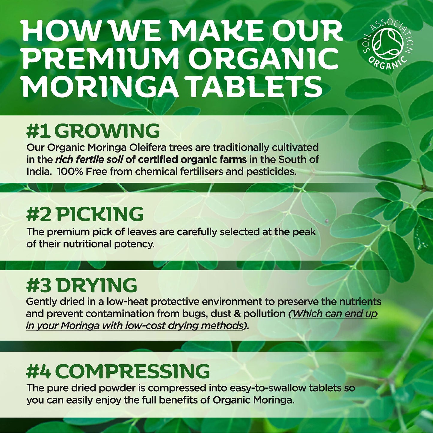 Organic Moringa Tablets with Pure Organic Moringa Powder, Easier to Swallow Than Moringa Capsules & Rich in Essential Vitamins & Minerals by Inner Vitality