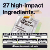Happy Tuesdays Recovery Bundle | Festivals, Parties, Raves, Summer Holidays, Travel Essential | 10 All Night Electrolytes & 6 Post-Rave Wellness Packs | Electrolyte Rehydration | After Party Recovery
