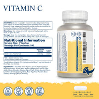 SOLARAY Vitamin C 1000mg - 100 Vegan Capsules not Tablets - High Strength VIT C Supplement with Ascorbic Acid, Acerola Cherry and Rosehip - Lab Verified - Solaray