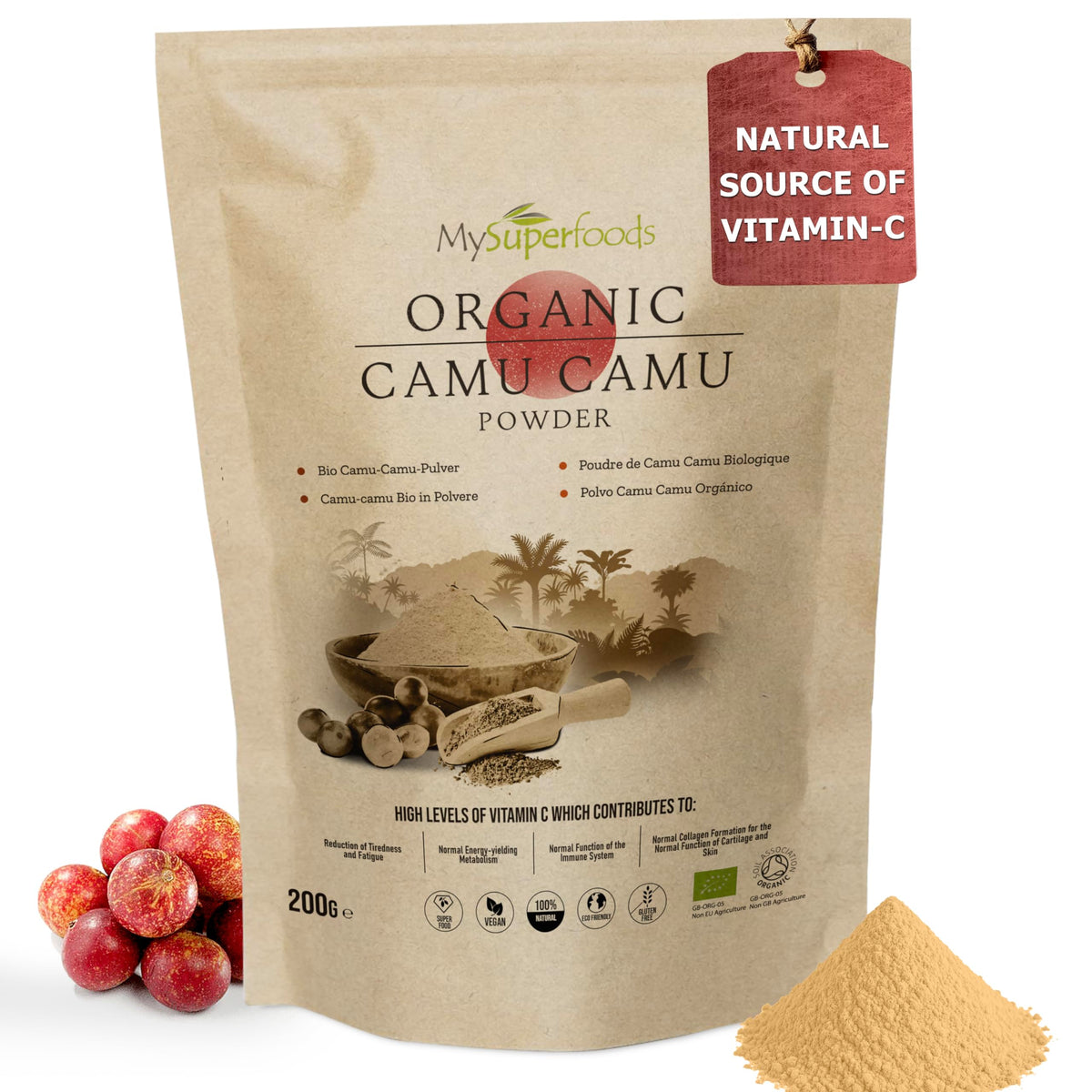 MySuperfoods Organic Camu Camu Powder 200g, Natural Wholefood Vitamin C Source