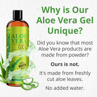 Seven Minerals Organic Aloe Vera Gel with 100% Pure Aloe from Freshly Cut Aloe - NO ACRYLATES & CROSSPOLYMERS, so it absorbs Rapidly with No Sticky Residue - Big 355 ml / 12 fl oz