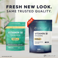 Vitamin B1 Thiamin 100mg Tablets | 100 Count (3+ Months Supply) | High Strength VIT B1 Thiamine Supplement | No Artificial Preservatives | by Carlyle