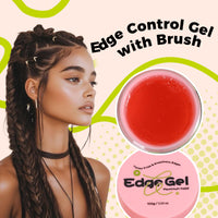 immetee Edge Control Gel with Brush, Hair Styling Gel Flyaway Hair Tamer for Afro Hair.（100g,3.52 oz） (Purple-Grapes)